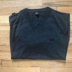 ⬇️58 Boss Hugo Bos Charcoal V Neck Sweater XL